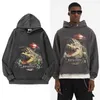 Sweatshirts Mens Designer Hoodies Fashion Streetwear High Street Trendy Brand Crocodile Print Washed and Worn Out Men's and Women's Loose Hip Hop Hoodie