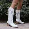 Bottes femmes mi-mollet talon épais mignon coeur Cowgirl Cowboy amour ethnique rétro Western Party chaussons chaussures 230823