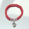 Charm Bracelets Lii Ji Lucky Red Bracelet Cinnabar Strawberry Quartzs Copper Luck Bag 7'' 17cm Stocksale