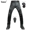 Pantalons pour hommes Ladiguard Plus Taille 4XL Hommes Pu Cuir 2023 Été Ruché Moto Vélo Mâle Genouillère Pantalon Sexy Faux Pantalon