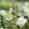 Trädgårdsdekorationer Solar Kettle Light Powered Lights Outdoor Decor smidesjärnväg Yard Yard