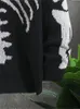 Мужские свитера Harajuku Retro Мужской череп с печеной кардиганский свитер с длинным рукавом Cardigan Cardigan V-образный вырезок вниз 230822