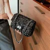 Factory wholesale women shoulder bags 2 colors this year's popular shiny fashion handbag sweet beaded sequined chain bag flip leather backpack 5818#