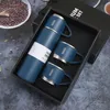 500 ml de bouteilles d'eau Ensemble 3 en 1 thermos thermos double couche en acier inoxydable vide thermos tasse tasse de fuite de la fuite flacons de voyage tasse de tasse de tasse avec handle cadeau de poignée