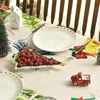Table Cloth Christmas Pine Truck Print Tablecloth Christmas Winter Dinner New Year Gift Family Kitchen Restaurant Decoration Accessories R230823