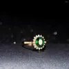 Wedding Rings European And American Fashion Plated 18K Gold Grandmother Emerald Engagement Ring Women's Ornament Living