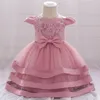 Robes de fille à la main qualité Pageant robe de mariée Infantil 1st anniversaire pour bébé baptême vêtements princesse florale