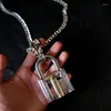 Łańcuchy punkowy łańcuch akrylowy zamek w zawieszek Naszyjnik dla mężczyzn dla kobiet dziewczyna przezroczystą długą nocną biżuterię na imprezę mody