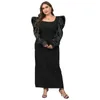 Plus-Size-Kleider Frauenkleidung Herbst Fashion Square Neck Blasenhülle Lose Stil Elegant Luxus Damen Kleiderrock XL-5xl Oversize