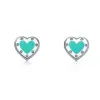 25 Sterling Silver Heart-Shaped Series Earrings Classic Fashion Exclusive Blue Emamel Splash Jewelry 220114 MC8K