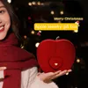 Emballage cadeau Boîte à bijoux en forme de pomme DoubleOpen Storage Anniversaire rouge avec fleur artificielle romantique exquis 230822