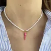 Pendant Necklaces Funny Pink Magic Pepper Stars Imitation Pearl Necklace For Women Collar Stainless Steel Clasp Gold Color Free Shopping