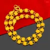 Kedjor 24K Guldpläterad halsband för herrar Wedding Jubileum Creative Dragon Head Beads Chain Fashion Jewelry Birthday Presents Man
