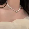 Fashion Pearl Chain Choker Necklace for Women Girls Trend Jewelry Heart Pendant Necklaces Bridal Engagement
