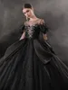 Black Gown Wedding Dresses Long Tail Bridal Main One Shoulder Large HS3105