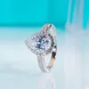 Anéis de casamento qinhuan 2 quilates anel de diamante de água para mulheres S925 Sterling Silver Platinum Jóias finas 230822