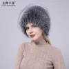 Beanie/Skull Caps Dames Natural Fur Real Fur Beanie Hat Russia Winter Dikke en warme mode gebreide zilveren bont dames hoed 230822