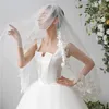 Bridal Veils White Women's Veil Appliques Lace Edge Short Wedding With Comb Catholic Mantilla For Church Head Covering Scarf