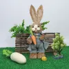 Decorative Objects Figurines Cute Straw Standing Rabbits Easter Decorations Party Supplies Home Garden Bunny Ornament Theme 230822