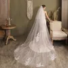 Brautschleiern Frauen 250 cm lange Applikationen Hochzeit für Bräute 2023 Soft Tulle Chapel Schleier mit Kamm One -Layer Velos Para Novia