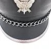 Berets nowatorskie zimowe męskie oryginalne skórzane kapelusz mężczyzna płaski top odznaka lokomotywa retro caps studenci punkowy łańcuch korowy Gorra 230906