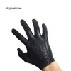 Five Fingers Gloves Men's Unlined Leather Gloves Wrist Button One Whole Piece of Sheep Leather Touch Screen Winter Warm Driving Gloves Black Brown 230822