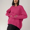 Женские свитера толстовок для больших и высоких женщин, цветовой круглой шеи с длинным рукавом, сплошной топ.