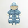 Down Coat OLEKID 2023 Baby Winter Snowsuit Plus Velvet Thick Baby Boys Jumpsuit 02 Years Newborn Romper Baby Girls Overalls Toddler Coat J230823