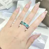 Klusterringar 925 Sterling Silver Paraiba Zircon smycken Tung industri Inlagd Aquamarine Topaz Ring Women's Party Wedding