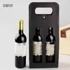 Envoltura de regalo Simple Año de Navidad Fiesta Color Sólido Cuero Impermeable Vino Doble Rama Venta Corta Bolsa de Esposas B152D