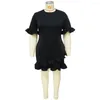 Casual Dresses 2023 Summer Bohemian Dress Women Short Sleeve Mini O-Neck Slim Plus Size Clothing