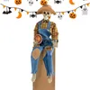 Dekorativa föremål Figurer Halloween Rock Singer Skull Staty Glödande animerade banjo -skelett för Haunted House Garden Door Patio Graveyard Decoration 230822