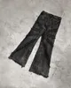 Dżinsy męskie gotyckie wzór ulicy sens amerykański retro niski talia prosta dżinsy Raw Edge Do Old Tie Casual Decadent Dżinsy Pants 230822