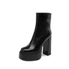 JONE DE INVERNO BOTAS CURTAS Designer feminino Round Round Block Block Sapatos de salto alto patenteado Camurça de camurça de couro Moda de casamento Plataforma de luxo Lady YGN48-J337-2