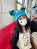 Beanie/Skull Caps Cat Pig Girl's Counterattack~Cute Pig Ears Wide Edge Show Face Small Thickened Warm Woolen Hat J230823