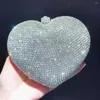Avondtassen vrouwelijke diamant hartvorm tas koppeling tas telefoon geld geld wallet luxe ontwerp vrouwen kristal schouderfeestjes handtassen