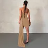 Basic Casual Kleider Khaki Mini Trägerloses Kleid 2023 Sommer schwarzer helles Seidenkorset Bodcon für Frauen sexy Rückenlosen Abendparty Club Outfits 230822