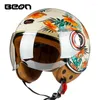 Motorcykelhjälmar beon B110B Summer unisex Classic Motorcyklar 3/4 Öppna ansikte Vintage Scooter Jet Pilot Cascos Para Moto