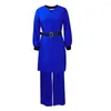 Casual Dresses Women'S D3118 With Belt Cross-Border Top Wide Leg Trousers Long Tongle Two-Piece Fashion Suit