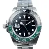 Linkshandige mannen kijkt naar automatische beweging Black Green Ceramic Bezel Sapphire Glass Lumineuze roestvrijstalen staalriem polshorloges233T