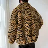 Herrjackor faux päls för män tändskrage tiger leopard imitera jacka tjock vinter varm fluffig plysch lös jumper outwear 230822