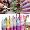 تلميع الأظافر 12pcs/مجموعة رسم أظافر القلم Graffiti اللوحة بطانة فرشاة مقاومة للماء UV Gel Polish Nails Decoration DIY 3D Abstract Line Tool 230822