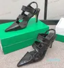 Botega Shoes Botega Shoes Heel High Women Leather Sandals Runway مدببة إصبع القدم منخفضة الكعب امرأة