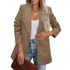 Frauenanzüge Frauen Feste Farbe Chic Business Single Knopf Anzuganzug Jacken mit Taschen Anti-Falten-Stoff für formelle Pendelpendel