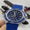 Luxury watch quartz stopwatch Stainless watches Blue dial man watch luxury wristwatch 251274b