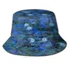 Berets Water Lilies Vibrant Blue Stretch Knit Beanies Autumn Winter Hats For Man Woman Child Teens Claude Oil Ism