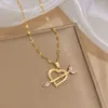 Chains DODOHAO 316L Stainless Steel Cupid Pierces The Heart With Arrow Zircon Pendant Necklace For Women Fashion Clavicle Chain Jewelry