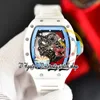 Z 055 Japan Miyota Automatic Movement Mens Watch White Ceramic Case Skeleton Dial Blue inner ring Rubber Strap 2023 Latest version eternity Sport Wristwatches