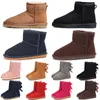 designer de luxe ugges hiver femmes bottes fourrure chaussons moelleux ultra mini fourrure châtaigne noir bleu marine neige cheville ugglies noeud papillon boucle pour femmes chaussures sur le genou