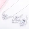 Серьги ожерелья набора Qoolady Top Qualtion White Fancy Leaf Cubic Circonia Crystal and Drop Fashion Gift S069